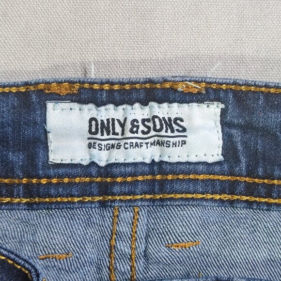 Only & Sons jeans men's size 34 denim blue ankle crop tapered - Picture 6 of 12